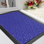 ishro home Premium Door Mat for Home Entrance,Waterproof All-Season, All-Weather Doormat, Sturdy Natural Rubber, Fade Resistant, Low Profile, Easy Clean, Heavy Duty (60X40 cm) (Navy Blue)