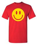 Feelin Good Tees Smile Face Emoticons Graphic Novelty Funny T Shirt, Red, X-Large