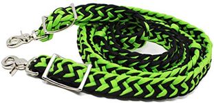 PRORIDER Roping Knotted Horse Tack Western Barrel Reins Rein Nylon Braided Lime 60705