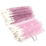 200 Pack Disposable Lip Brush, Premium Glitter Crystal Stem Lip Brush Stick, Lipstick Brush Stick, Lip Gloss Stick, Eye Shadow Brush Applicator Tool for Women Girls (Pink+Purple) (200pcs Pink+Purple)