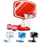 GoSports Splash Hoop Swimming Pool Basketball Game, Includes Poolside Water Basketball Hoop, 2 Balls and Pump – Choose Your Style, Red