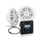 BOSS Audio Systems Boss Audio Systems Boss Audio MCKGB450W.6 Marine Speaker/Receiver Package - Bluetooth, IPX6 Rated Weather Proof, Two 6.5" Speakers/One Receiver