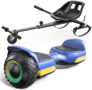 Gyroor Scooter with Adjustable Seat Attachment, 6.5" All-Terrain Self Balancing Scooter, LED Lights & Bluetooth for Kids and Adults, Black