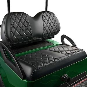 NOKINS P Diamond Seat Cover for Golf Cart Club Car Precedent Original Regular Cushion, No Stapler Required, Golf Cart Vinyl Replacement Front Seat Cover Black Stitching