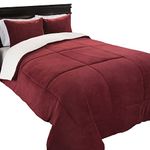 Lavish Home 3-Piece Sherpa/Fleece Comforter Set, Full/Queen, Burgundy