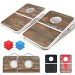 ROPODA Portable Cornhole Board Set, 24 x 16 in Corn Hole Games for Adults with 8 Bean Bags, Lightweight Aluminum Alloy Edging Cornhole Set for Outdoor Games,Beach and Tailgates.(Wood Grain)