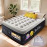 OlarHike Inflatable Mattress, Air Bed, Double Airbed with Built in Pump, 135 x 190 x 46cm, Ideal Sleep Solution for Guests, Blow Up Mattress, Folding Bed with Flocked Surface for Camping and Home