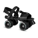 JASPO Razor Adjustable Roller Skates | Unique Ankle Support | 61mm PU Wheels | Anti-Skid Surface | Lightweight | Quad Skates for Kids & Adults (Size 25–31 cm, Age 8+)(Skate Only) Black