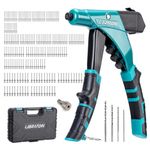 LIBRATON Professional Heavy Duty Rivet Gun, One-Handed Pop Rivet Gun Set, Robust Riveter with Shaft Container, Manual Riveting Tool, Tool-Free Interchangeable Heads, for Metal, Wood and Plastic