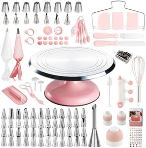 Cake Decorating Kit, 138pcs Cake Decorating Supply with 12 Inch Aluminium Cake Turntable, 64 Numbered Icing Piping Tips, 2 Spatulas, 3 Icing Comb Scraper and Leveller, Piping Bags,cake decorating tool