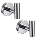 YGIVO 2 Pack Towel Hooks, Chrome Polished Finish SUS304 Stainless Steel Coat Robe Clothes Hook Modern Wall Hook Holder for Bathroom Kitchen Garage Hotel Wall Mounted