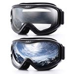 JULI Snowboard & Ski Goggles - Premium Snow Goggles,2Pack（Silver+Clear）