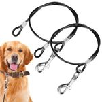 ALDER ALPHA 2 Pack Chew Proof 5mm Dog Leash Extension Metal Cable Lead - Heavy Duty Stainless steel PVC Coated Connect Leash for Any Leash,Collar & Harness, 60 Cm Dog Leash Extender (Max Weight 60Kg)