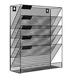 Solinxe Wall File Holder 6 Tier Hanging File Folder Organizer Desk Paper Magazine Document Rack, Black