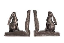 Creative Co-op Rustic Rabbit on Book Resin (Set of 2 Pieces) Bookends, Bronze