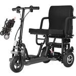 Qksat Mobility Scooters for Seniors 3 Wheel Foldable Compact Lightweight Electric Mobility Scooter for Adults 300 lbs Weight Capacity with Detachable Basket Electromagnetic Brake Travel Scooter