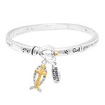 Rosemarie's Religious Gifts Women's Inspirational Religious Charms Stretch Bracelet, 7", 7 Inch, Metal, no gemstones