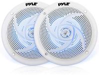 Pyle Marine Speakers - 5.25 Inch 2 Way Waterproof and Weather Resistant Outdoor Audio Stereo Sound System with LED Lights, 180 Watt Power and Low Profile Slim Style - 1 Pair - PLMRS53WL