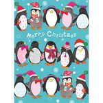 Tree-Free Greetings Holiday Greeting Cards, Crowded Penguin Christmas, Vintage Brown Recycled Paper, Boxed Note Card Set, 10-Pack (HB93308)