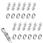 24PCS Wire Rope Clamp M2, 12PCS Stainless Steel Duplex Clamp with 12PCS Wire Rope Thimble 2mm Rope Connector Cable Clamps Rope Grips for Clothesline Tensioner Awning Fixed