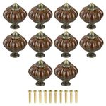 sourcing map 10pcs Ceramic Pumpkin Knobs, Coffee Knobs Decorative Drawer Knobs Pulls, Vintage Drawer Pulls with 10 Screws for Cabinet Drawers, Closets, and Cupboards (38mm/1.5")