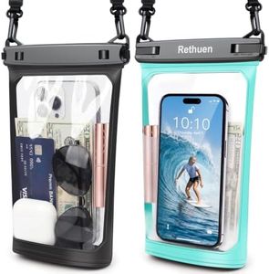 Large Floating Waterproof Phone Pouch, 2Pack Cell Phone Dry Bag for iPhone 16 15 14 13 12 Pro Max Galaxy S24 S23 S22 All Phones, Float Water Proof Bag for Beach Water Park (Black + Lime Green)