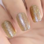 YTD Likomey Gel Nail Polish,15ml Sparkling Champagne Gold Glitter UV Nail Gel Polish Vernis,Shiny Light Gold Salon Home DIY Manicure,CS021