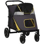 PawHut Dog Pram Dog Stroller Pet Pushchair with Adjustable Canopy for Medium and Large Dogs, Dark Grey