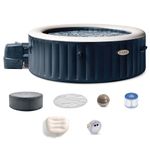 INTEX 28429EP PureSpa Plus Bubble Massage Spa Set: Inflatable Hot Tub Includes – 2 Contoured Headrest – LED Light – 4 Person Capacity – 77" x 28"