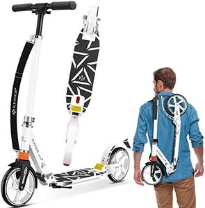 KESSER® City Scooter, Scooter 205 mm, Ruedas PU Big Wheel - Pro-S Kick Scooter con Doble suspensión, City Scooter, Patinete Plegable y Regulable en Altura, Scooter Kickscooter, Blanco