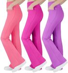 BIG ELEPHANT Girl's Flare Leggings with Pockets, Kids Bootcut Yoga Pants, High Waisted Bell Bottoms for Dance