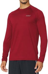 baleaf Men's Long Sleeve Running Shirts Quick Dry Workout Shirts Athletic T-Shirts Lightweight Soft Fishing Tee Tops Dark Red Size XL