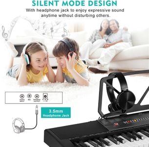 MUSTAR 61-Key Lighted Keyboard – Black Electronic Piano