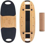 XCMAN Bamboo Balance Board Trainer with Adjustable Stoppers - 3 Different Distance Options | Balance Board for Surfing, Snowboarding, Skiing, Skateboarding, Yoga Training