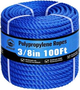 SOHIDAS Blue Twisted Polypropylene Rope 3/8 Inch 100FT Heavy Duty Poly Rope