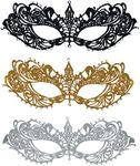 MYSEUNI Masquerade Mask for Women - 3pcs Lace Mask - Shiny Rhinestone Venetian Masks for Mascarade Ball Halloween Party Mardi Gras Masks Bar Supplies