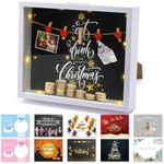 oGoDeal 3D Shadow Box, 3D Picture Frame Box Display Wedding Gifts for Couples, 3D Money Box Picture Frame with LED Warm Light, Hanging Picture Storing Coins for Home Decoration