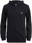 Nautica Boys' Zip Up Hoodie Sweatshirt, Signature Logo Design, Kangaroo Pockets, Made with Lightweight Fleece, Navy, 18-20