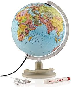 Tecnodidattica – Parlamondo | Globe terrestre interactif pour petits et grands | Lumineux et pivotant | Stylo audio-musical | 6 langues disponibles | Cartographie politique | Diamètre 30 cm