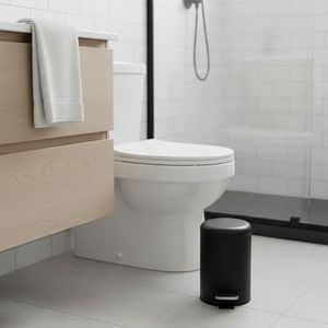EVIDECO French Home Goods Soft Close Lid Round Metal Bath Floor Step Trash Can Waste Bin 3-liters-0.8-gal