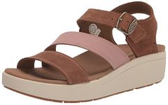 KEEN Women's Ellecity Backstrap Open Toe Adjustable Comfortable Platform Wedge Sandal, Toasted Coconut/Fawn, 9