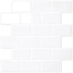 STICKGOO 10-Sheet White Subway Tiles Peel and Stick Backsplash, Stick on Tiles Kitchen Backsplash (Thicker Design)