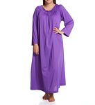 Shadowline (33280 Long Sleeved Gown with Flower Petal Embroidery, Petals (Purple) 2X