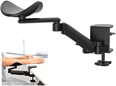 JOY worker Clamp-on Adjustable Armrest for Desk, Ergonomic 360°Rotating Elbow Cushion Pad with 6-Level Height, Above Desk Extension Platform Arm Support for Left/Right Hand, Black