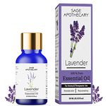 Sage Apothecary Lavender Essential Oil 100% Pure & Natural for helps Hair Growth, Skin Care, Face & Aromatherapy Relaxing Sleep No Parabens & Sulphates Cruelty Free 10ml