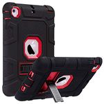 ULAK iPad Mini Case, iPad Mini 2 Case, iPad Mini 3 Case, iPad Mini Retina Case, Three Layer Heavy Duty Shockproof Protective Case for iPad Mini, iPad Mini 2, iPad Mini 3 with Kickstand (Red/Black)