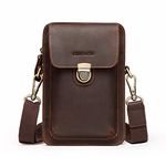 Contacts Men Leather Small Messenger Belt Bag Waist Pouch Wallet for Mobile Phone (Coffee)