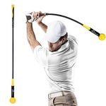 Golf Swing Trainer Aid Warm-Up Stick in Yellow 48", Grip Trainers for Improving Speed, Distance and Accuracy Tempo Flexibility Distance, Training Aids Tools for Indoor Outdoor Office (Golf Swing Trainer Yellow-48)