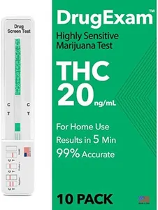 10 Pack - DrugExam Highly Sensitive Marijuana THC 20 ng/mL Single Panel Drug Test Kit - Marijuana Drug Test with 20 ng/mL Cutoff Level for Detecting Any Form of THC in Urine up to 45 Days (10)