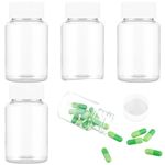 WLLHYF 30ml Empty Clear Plastic Pill Bottles 4Pcs Clear Pill Bottle Medicine Bottle Empty Reagent Bottle Chemical Containers with Caps for Liquid Solid Powder